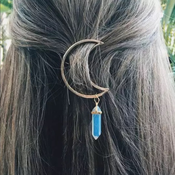 Crescent moon pink “crystal” drop hair accessory - Picture 2 of 2